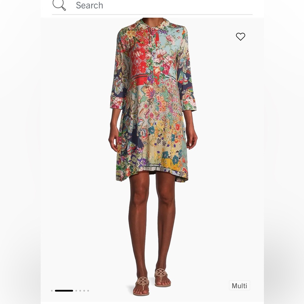 Johnny Was Colorful Floral 3/4 sleeve, knee length summer dress.
